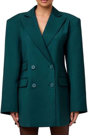 Naked Wardrobe Oversize Long Sleeve Blazer Dress in Deep Teal at Nordstrom, Size X-Small