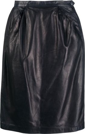 Saint Laurent 1980s high-waisted leather skirt - women - Calf Leather/Acetate - 36 - Blue