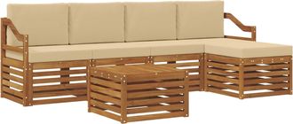 vidaXL Conjunto De Sof&aacute;s De Exterior 6 Uds. Natural Y Beige Vidaxl