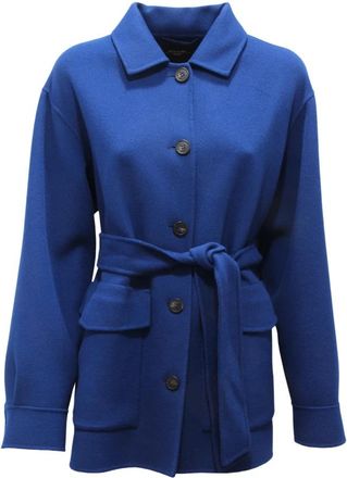 Max Mara Taranto Wollen Jas - Dames - Zomerjassen - Blauw - M - Wol - Jassen
