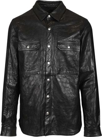 Rick Owens Black Textured Shirt Collar Jacket