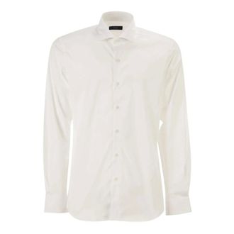 Fay Formal Shirts, male, White, Size: 2XL Regular Fit Shirt in Stretch Poplin