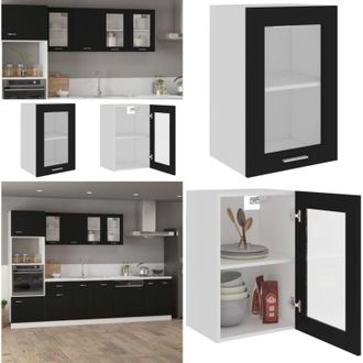 vidaXL Mobile Pensile con Vetro Lyon Nero 40x31x60 cm - Armadio cucina - Armadio con vetro