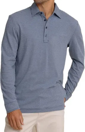 Southern Tide Sandy Cay Long Sleeve Knit Polo In Dress Blue