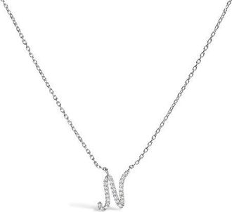House of Brilliance 10K Gold Diamond Accent A-Z Initial Script Style Pendant Necklace in White | N at Nordstrom