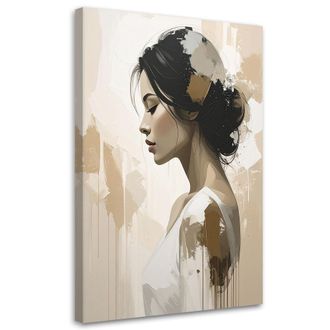 Feeby Cuadro Sobre Lienzo Figura Femenina Abstracta En Beige 70x100