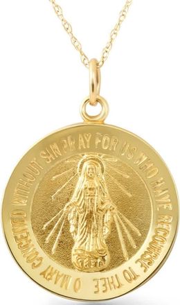Pompeii3 14k Yellow Gold St. Mary Medal Pendant 1 Tall 5.5 Grams