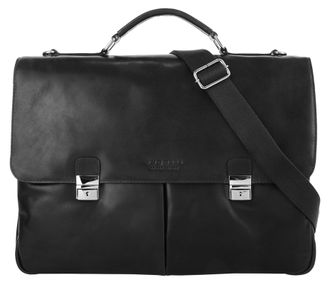 Bugatti Aktentasche BUGATTI ROMANO, Herren, Gr. B/H/T: 44cm x 30cm x 15cm onesize, schwarz, Leder, used, Taschen Aktentasche, echt Leder