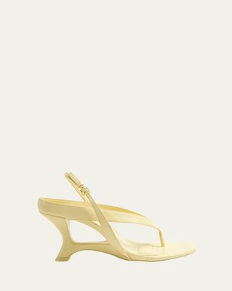 SIMKHAI Darya Leather Wedge Thong Sandals