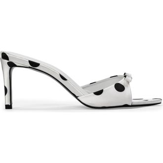 Black Suede Studio Albie 65 Mule in White Polka Dot Satin at Nordstrom, Size 38.5 Eu