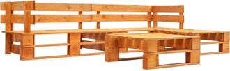 vidaXL Set Muebles De Pal&eacute;s De Jard&iacute;n 4 Pzas Madera Marr&oacute;n Miel Vidaxl