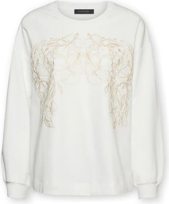 Elena Miro Geborduurde katoenen sweatshirt - Dames - Sweatshirts - Wit - S - Katoen - Hoodies & sweatvesten