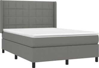 vidaXL Cama Box Spring Colch&oacute;n Y Luces Led Tela Gris Oscuro 140x200 Cm Vidaxl