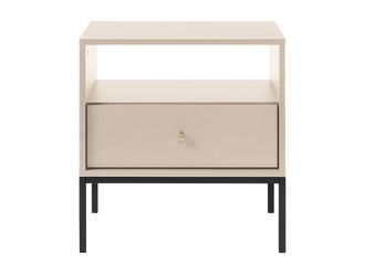 Vente-Unique 1-Drawer & 1-Compartment Bedside Table - Beige - BOGDAN