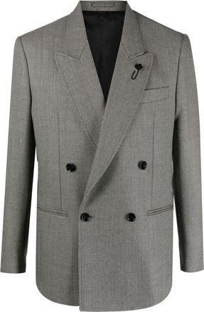 Lardini micro-dot double-breasted wool blazer - men - Viscose/Wool/Cupro - 50 - Black