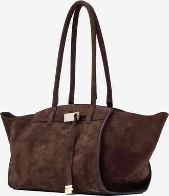 Benedetta Bruzziches Womens Suede Shoulder Bag Dark Brown
