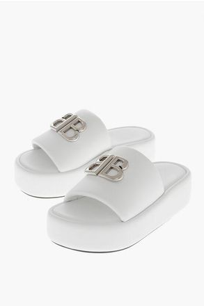 Balenciaga Sandali Platform RISE in Pelle con Logo Metallico 5cm taglia 37