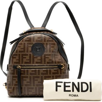 Fendi Zucca Coated Canvas FF 1974 Backpack