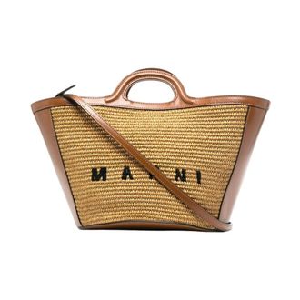 Marni Shopping Bags, female, Brown, ONE SIZE, Woven Tote Bag