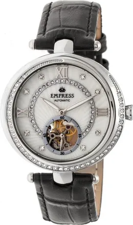 Empress Stella Silver Semi-Skeleton Dial Silver-tone Case Automatic Ladies Watch EM2101