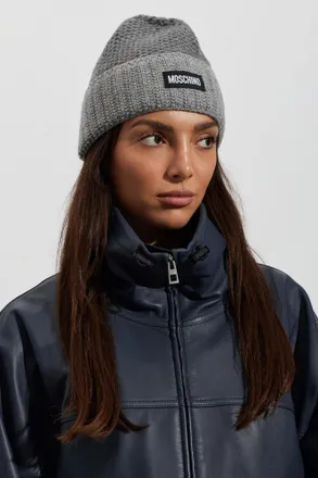 Moschino Cap With Logo Patch, Unisex, Grey