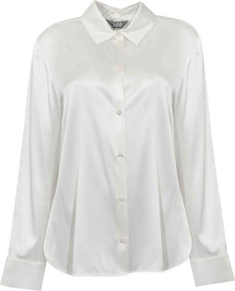 Max Mara Mmlquarto Shirt In White Stretch Silk