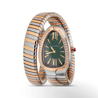 Bulgari Pre-owned Bvlgari Vintage Quartz Diamond Green Dial Ladies Watch 4q5434543