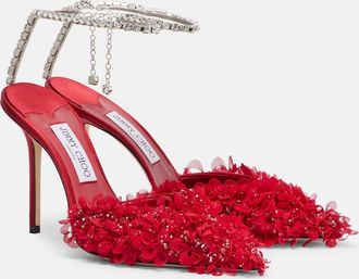 Jimmy Choo London Saeda 100 embellished mesh pumps