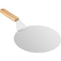 OEM Pala Redonda Para Pizza Con Mango De Madera Y Bandeja De Acero Inoxidable Para Pizzas Caseras, Pasteles Y Masa, 25 Cm - Plateada - Minimalista - Crezu