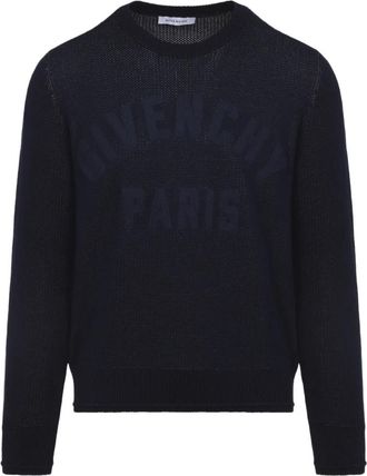 Givenchy Katoenen Pullover - Heren - Ronde hals truien - Blauw - L - Katoen - Truien & Vesten