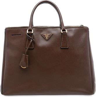 Prada Brown Large Saffiano Lux Galleria Double Zip Tote