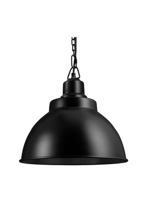 Industville Brooklyn Dome Pendant, 13 Inch, Black, Black Chain Holder