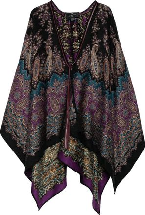 Etro Poncho con stampa paisley - Nero