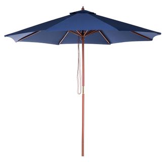 Beliani Sombrilla De Jard&iacute;n De Tela Azul &Oslash; 270 X 237 Cm Poste De Abedul Plegable Toscana