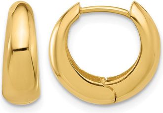 Diamond2Deal 10K Yellow Gold Polished Round Hinged Huggie Hoop Earrings