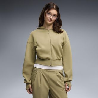 Puma Felpa con cappuccio e zip PUMATECH SENSE da donna, Abbigliamento, Marrone, XL