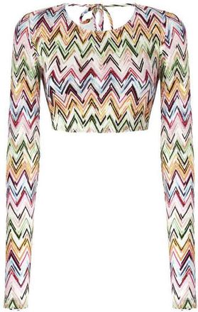 Missoni White And Multicolor Long-Sleeve Crop Top