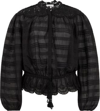 Isabel Marant Black Round Neck Lace Top