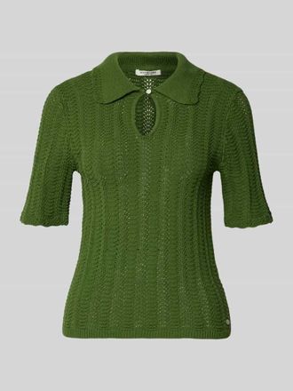 Scotch & Soda Strickshirt mit Umlegekragen und Schl&uuml;sselloch-Ausschnitt in Gruen, Gr&ouml;&szlig;e XL