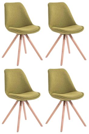 Clp Clp - Set De 4 Sillas De Comedor Toulouse En Tela Verde Natural