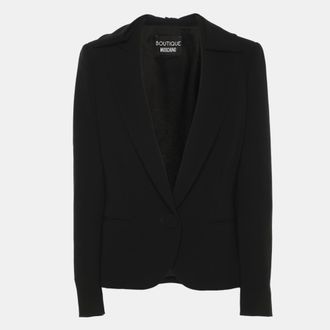 Moschino Boutique Moschino Black Crepe Bow Single Breasted Blazer