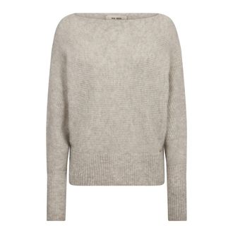 Mos Mosh MMThora V-Neck Knit - Dames - Ronde hals truien - Grijs - M - Wol - Truien & Vesten