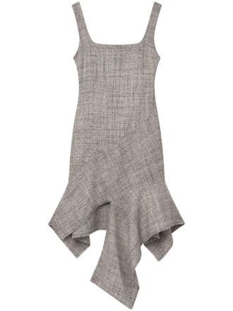 Stella McCartney Wool Mouline asymmetric dress - women - Wool/Elastane - 40 - Grey