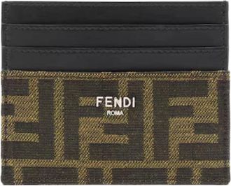 Fendi Accessoires, Heren, Bruin, ONE Size, Katoen, FF Jacquard Kaarthouder