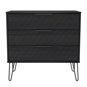 Lewis's Harlequin 3 Drawer Chest in Black Ash - Ready Assembled - Lewiss Home | TJ Hughes