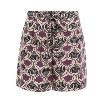 Max Mara Metello Printed Silk Fluid Short Trousers - female - Max Mara - Casual Shorts - Multicolor - 2XS - Shorts