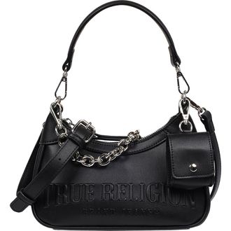 True Religion Punto Logo Zip Shoulder Bag in Black at Nordstrom Rack
