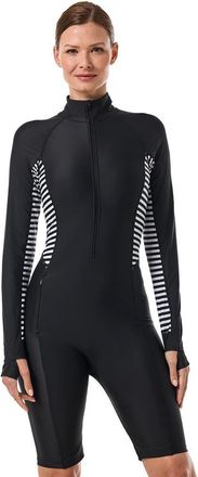Coolibar Knee Length Swimsuit - UPF 50+ Sun Protection - Alana in Black/white Colorblock at Nordstrom, Size Xx-Large