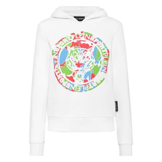 Plein Sport Hoodies & sweatvesten, Dames, Wit, L, Katoen, Hoodie Sweatshirt Carbon Tiger