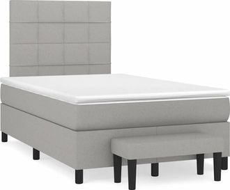 vidaXL Vidaxl - Cama Box Spring Con Colch&oacute;n Tela Gris Claro 120x190 Cm